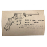 Set of 21 Graphite Drawings of Hand Guns on Card Catalog Index Cards