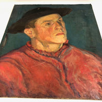 Vintage Oil on Board Portrait of a Cardinal, Unsigned