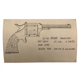 Set of 21 Graphite Drawings of Hand Guns on Card Catalog Index Cards