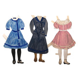 Set of Five Watercolor Paper Doll Dresses