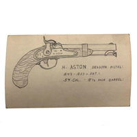 Set of 21 Graphite Drawings of Hand Guns on Card Catalog Index Cards
