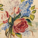 Floral Bouquet Signed Vintage Watercolor