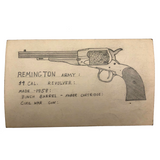 Set of 21 Graphite Drawings of Hand Guns on Card Catalog Index Cards