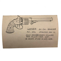Set of 21 Graphite Drawings of Hand Guns on Card Catalog Index Cards