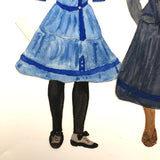 Set of Five Watercolor Paper Doll Dresses