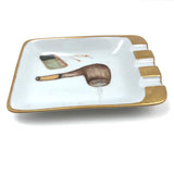 Hand-painted Porcelain Ashtray with Pipe and Matches