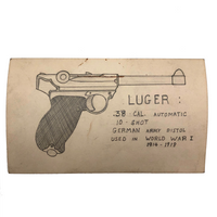 Set of 21 Graphite Drawings of Hand Guns on Card Catalog Index Cards