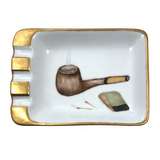 Hand-painted Porcelain Ashtray with Pipe and Matches