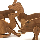 Handmade Jointed Wooden Animals with Hand-drawn Faces