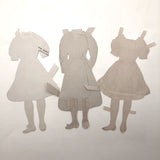 Set of Five Watercolor Paper Doll Dresses