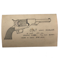 Set of 21 Graphite Drawings of Hand Guns on Card Catalog Index Cards
