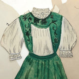 Set of Five Watercolor Paper Doll Dresses