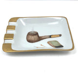 Hand-painted Porcelain Ashtray with Pipe and Matches