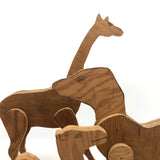 Handmade Jointed Wooden Animals with Hand-drawn Faces