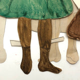 Set of Five Watercolor Paper Doll Dresses