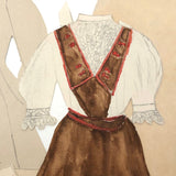 Set of Five Watercolor Paper Doll Dresses