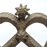 Antique Gold Painted Sculptural Tramp Art Standing Frame with Star on Top