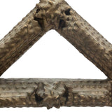 Antique Gold Painted Sculptural Tramp Art Standing Frame with Star on Top