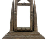 Antique Gold Painted Sculptural Tramp Art Standing Frame with Star on Top