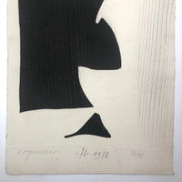 French Abstract Modern Signed Print in the Manner of Ubac and Soulages, 1978