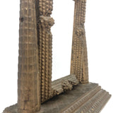 Antique Gold Painted Sculptural Tramp Art Standing Frame with Star on Top