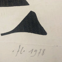 French Abstract Modern Signed Print in the Manner of Ubac and Soulages, 1978