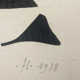 French Abstract Modern Signed Print in the Manner of Ubac and Soulages, 1978