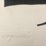 French Abstract Modern Signed Print in the Manner of Ubac and Soulages, 1978