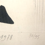 French Abstract Modern Signed Print in the Manner of Ubac and Soulages, 1978