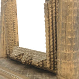 Antique Gold Painted Sculptural Tramp Art Standing Frame with Star on Top