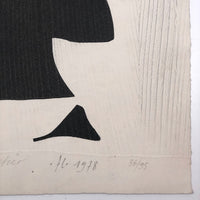 French Abstract Modern Signed Print in the Manner of Ubac and Soulages, 1978