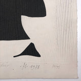 French Abstract Modern Signed Print in the Manner of Ubac and Soulages, 1978