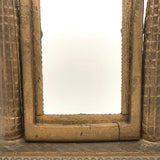 Antique Gold Painted Sculptural Tramp Art Standing Frame with Star on Top