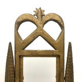 Antique Gold Painted Sculptural Tramp Art Standing Frame with Star on Top