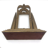 Antique Gold Painted Sculptural Tramp Art Standing Frame with Star on Top