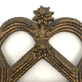 Antique Gold Painted Sculptural Tramp Art Standing Frame with Star on Top