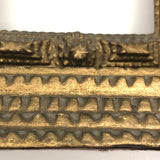 Antique Gold Painted Sculptural Tramp Art Standing Frame with Star on Top