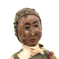 Amazing Patchwork Doll with Carved Wooden Head