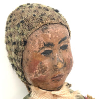 Amazing Patchwork Doll with Carved Wooden Head