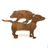 Handmade Jointed Wooden Animals with Hand-drawn Faces