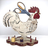 Rooster Sewing Caddy with Incredible Alligatored Crest and Waddle!