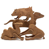 Handmade Jointed Wooden Animals with Hand-drawn Faces