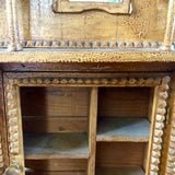 Amazing Architectural Antique Tramp Art Wall Cabinet with Pillars and Mirror