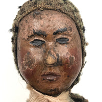 Amazing Patchwork Doll with Carved Wooden Head