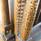Amazing Architectural Antique Tramp Art Wall Cabinet with Pillars and Mirror