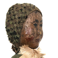 Amazing Patchwork Doll with Carved Wooden Head