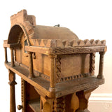 Amazing Architectural Antique Tramp Art Wall Cabinet with Pillars and Mirror