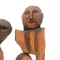 Three Headed Carved Folk Art Totem of Sorts