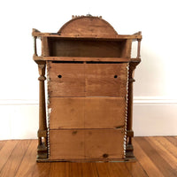 Amazing Architectural Antique Tramp Art Wall Cabinet with Pillars and Mirror