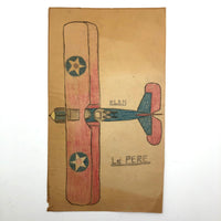Three Old Kid Drawn Pencil and Crayon Airplanes